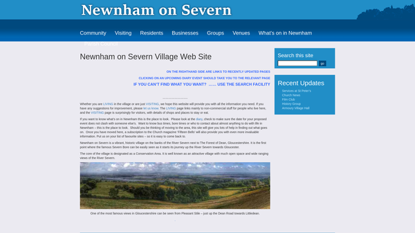Screenshot of the Newnham Village Hall website