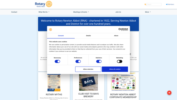 Screenshot of the Rotary Club Of Newton Abbot Trust Fund website
