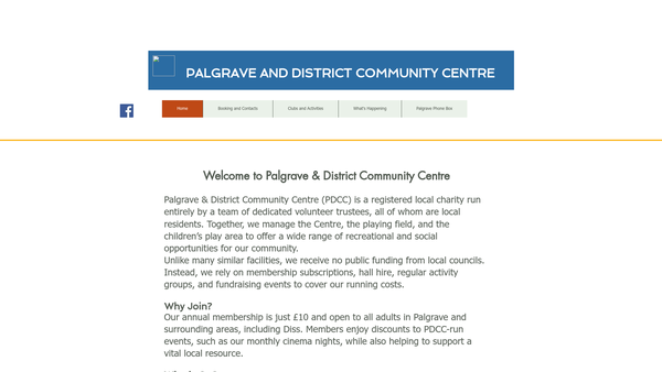 Screenshot of the Palgrave And District Community Centre website