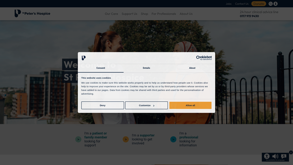 Screenshot of the St Peter's Hospice website