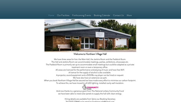Screenshot of the Northiam Village Hall Trust website
