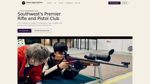 Screenshot of the Pinhoe Rifle Club website