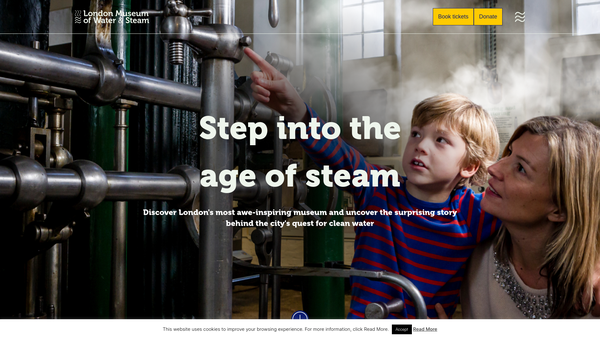 Screenshot of the Kew Bridge Engines Trust And Water Supply Museum Limited website