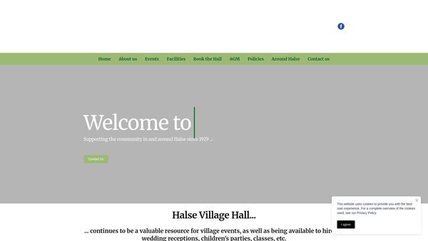 Screenshot of the Halse Village Hall website