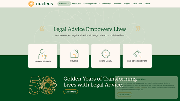 Screenshot of the Nucleus Community Action Ltd website