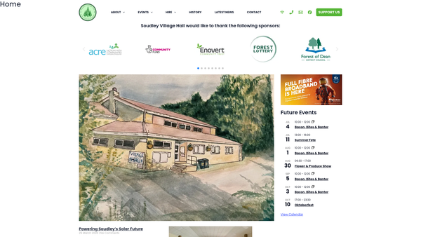 Screenshot of the Soudley Recreation Ground And Village Hall Trust website
