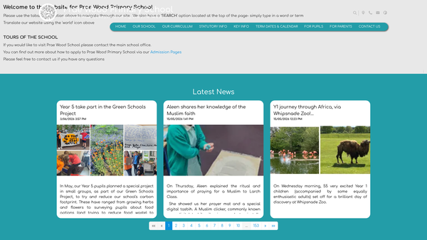 Screenshot of the Prae Wood School Association website