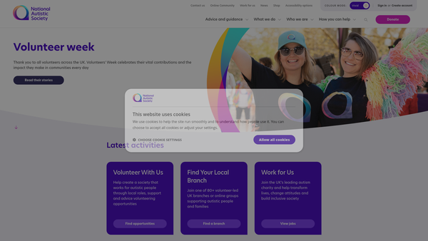 Screenshot of the The National Autistic Society website