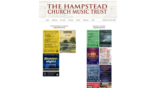 Screenshot of the The Hampstead Church Music Trust website