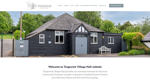 Screenshot of the Tingewick Village Hall website