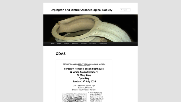 Screenshot of the The Orpington And District Archaeological Society website