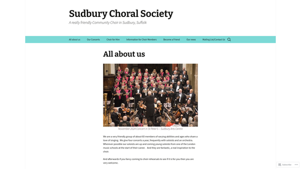 Screenshot of the The Sudbury Choral Society website