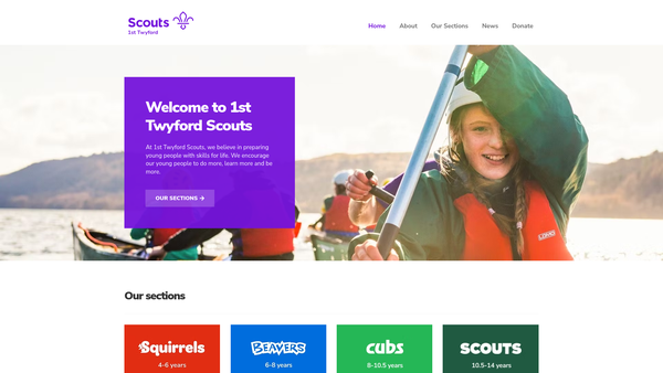 Screenshot of the 1st Twyford Scout Group website