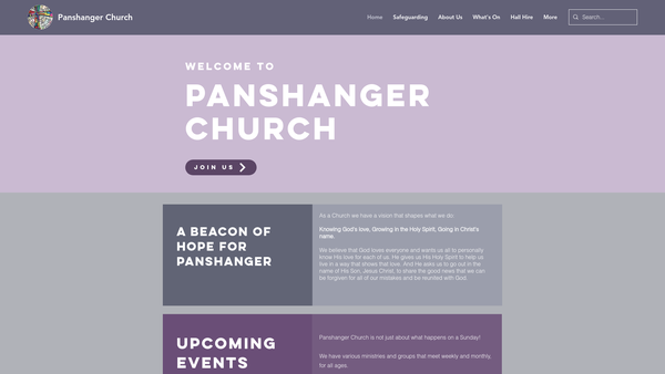 Screenshot of the Panshanger United Church website