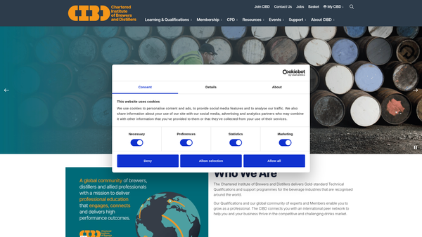 Screenshot of the The Institute Of Brewing & Distilling website