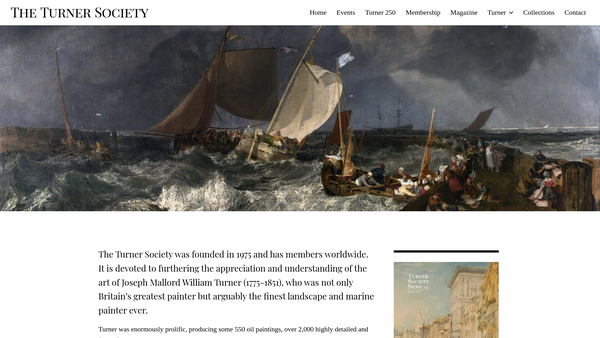 Screenshot of the The Turner Society website