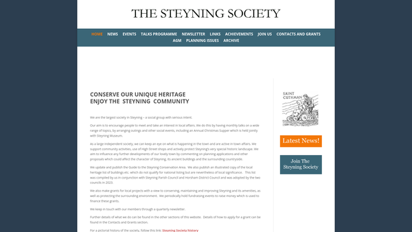 Screenshot of the The Steyning Society website