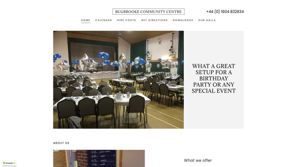 Screenshot of the Bugbrooke Sports And Community Centre website