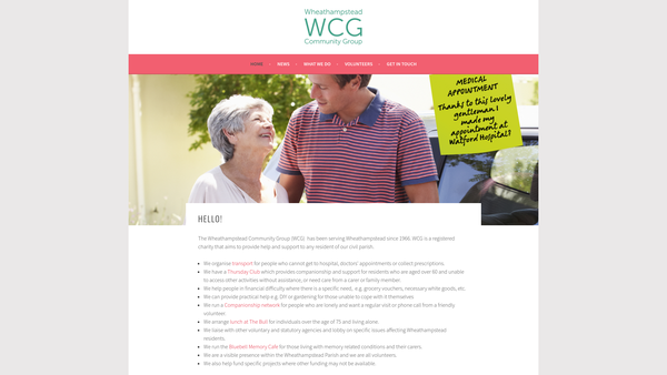 Screenshot of the Wheathampstead Community Group website