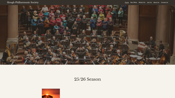 Screenshot of the The Slough Philharmonic Society website