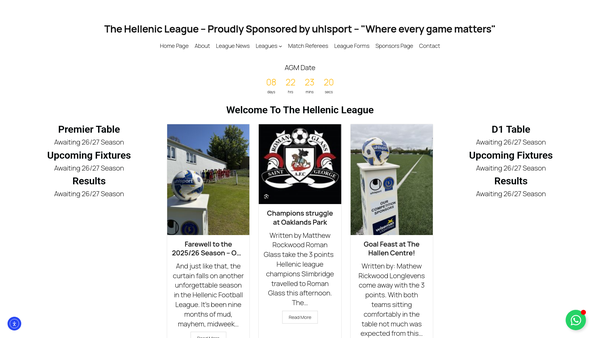 Screenshot of the The Hellenic Football League Benevolent Fund website