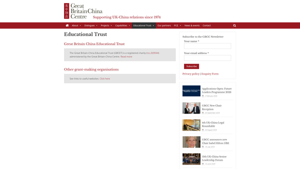 Screenshot of the The Great Britain-China Educational Trust website