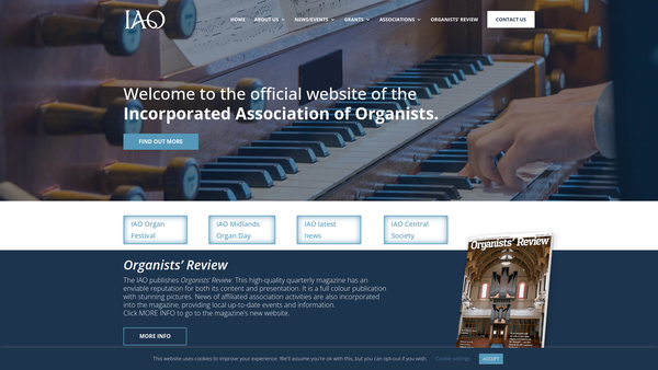 Screenshot of the The Incorporated Association Of Organists website