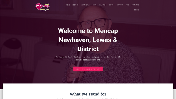 Screenshot of the Newhaven, Lewes And District Mencap website