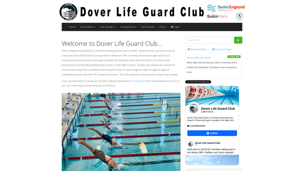 Screenshot of the Dover Life Guard Club website