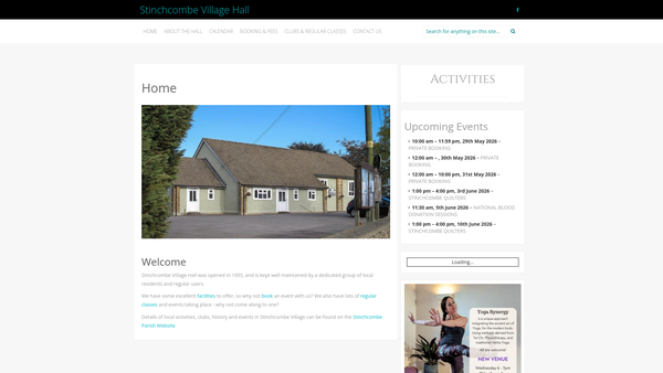Screenshot of the Stinchcombe Village Hall website