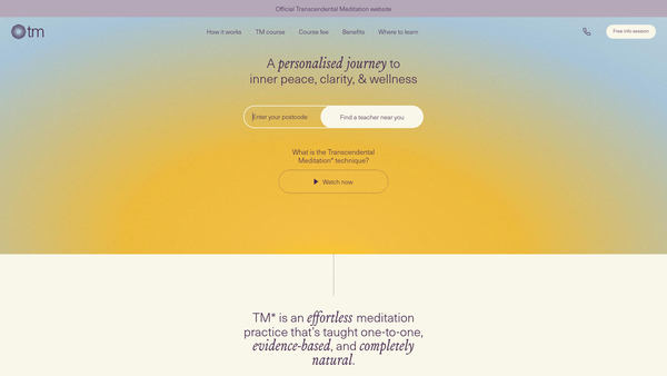 Screenshot of the Maharishi Foundation website