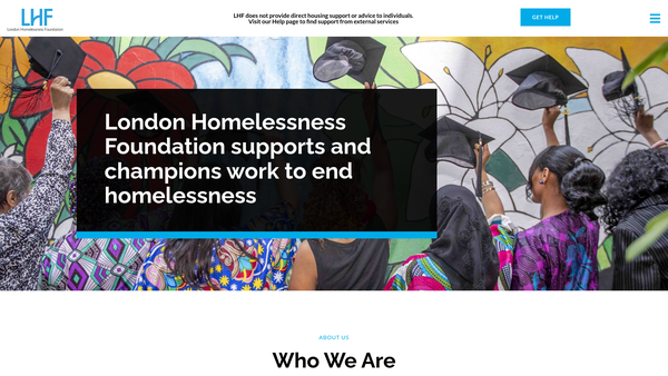 Screenshot of the London Homelessness Foundation website