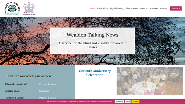 Screenshot of the Wealden Talking News website