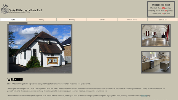 Screenshot of the Stoke D'abernon Village Hall website