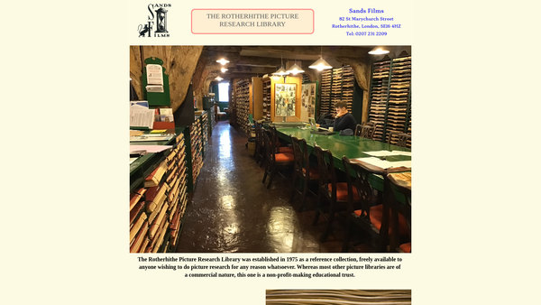 Screenshot of the The Rotherhithe Picture Research Library website