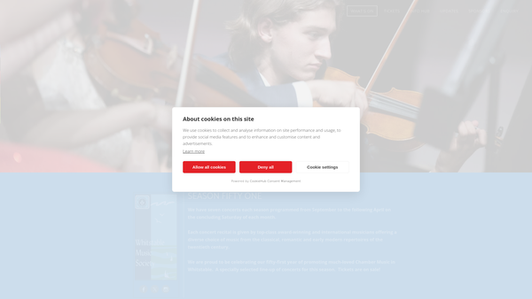 Screenshot of the The Whitstable Music Society website