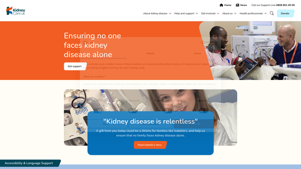 Screenshot of the The British Kidney Patient Association website