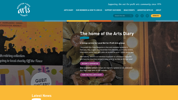 Screenshot of the Brighton And Hove Arts Council website