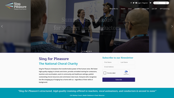 Screenshot of the The Trust For Sing For Pleasure website