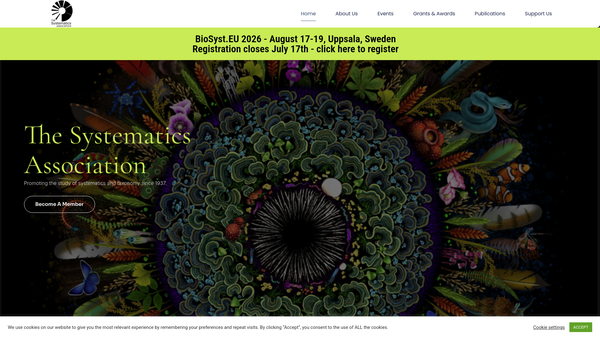 Screenshot of the The Systematics Association website