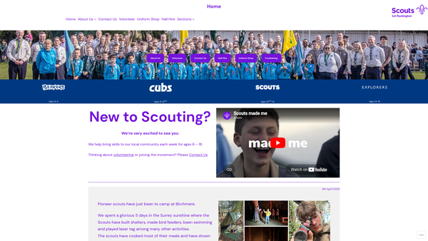 Screenshot of the 1st Rustington Scout Group website