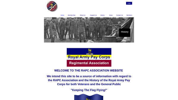 Screenshot of the Charities In Connection With Royal Army Pay Corps website