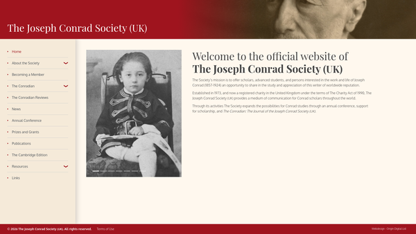 Screenshot of the Joseph Conrad Society (UK) website