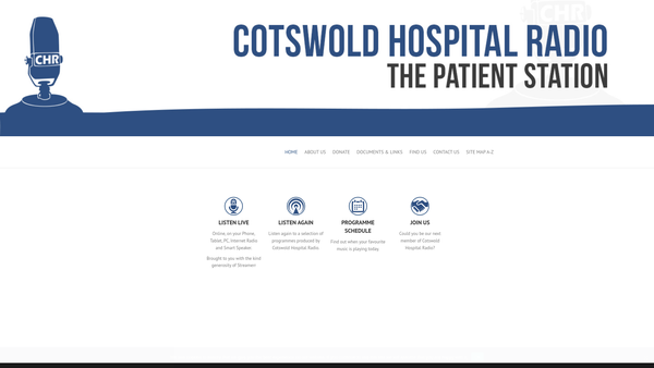 Screenshot of the Cotswold Hospital Radio website