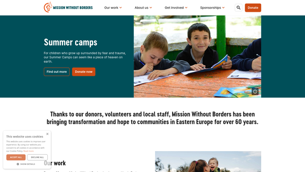 Screenshot of the Mission Without Borders website