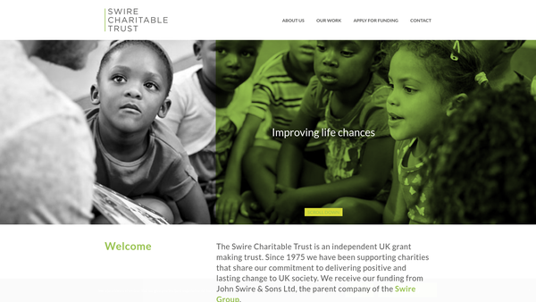 Screenshot of the The Swire Charitable Trust website