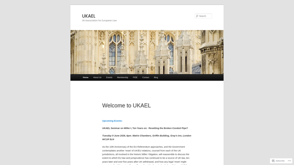 Screenshot of the United Kingdom Association For European Law website