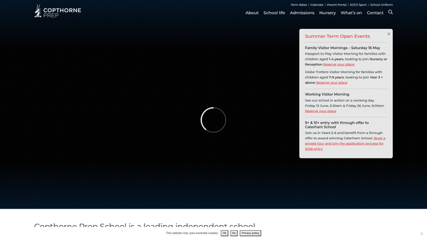 Screenshot of the Copthorne School Trust Limited website