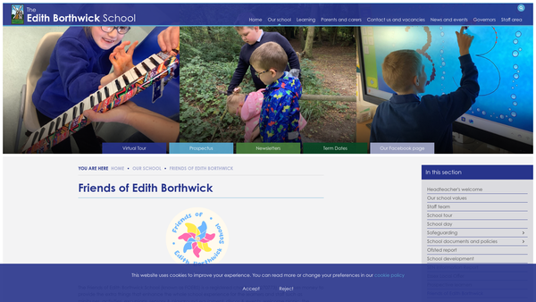 Screenshot of the Friends Of Edith Borthwick School website