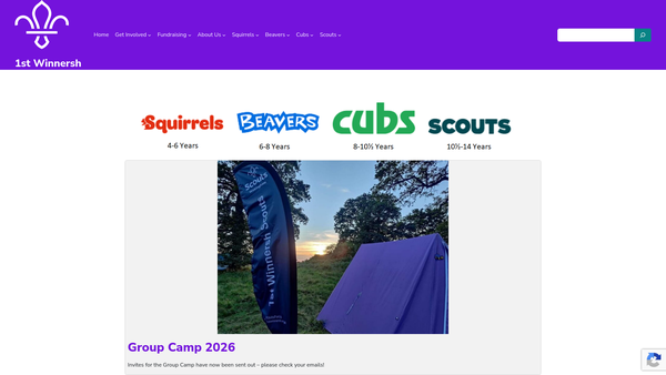 Screenshot of the 1st Winnersh Scout Group website